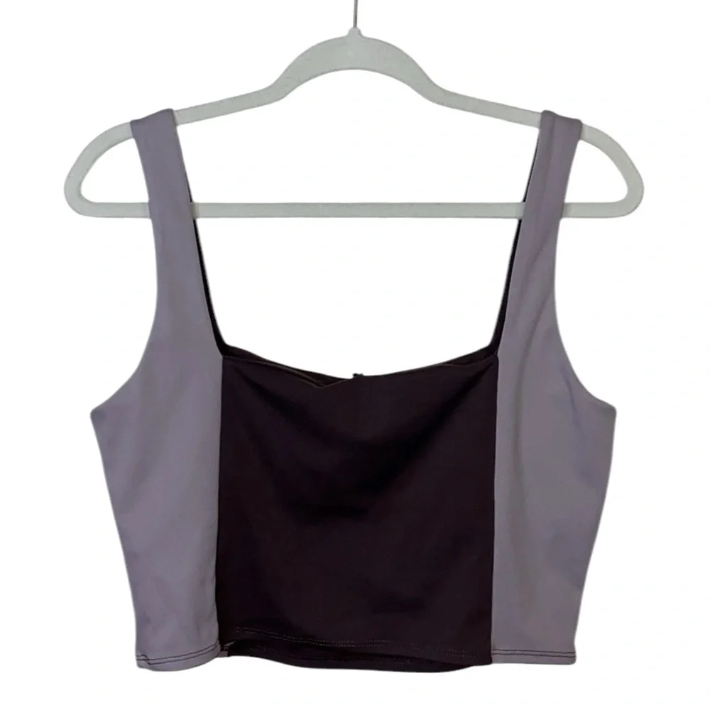 NWT Sincerely Jules Purple/Brown Crop Tank Top, Size Large